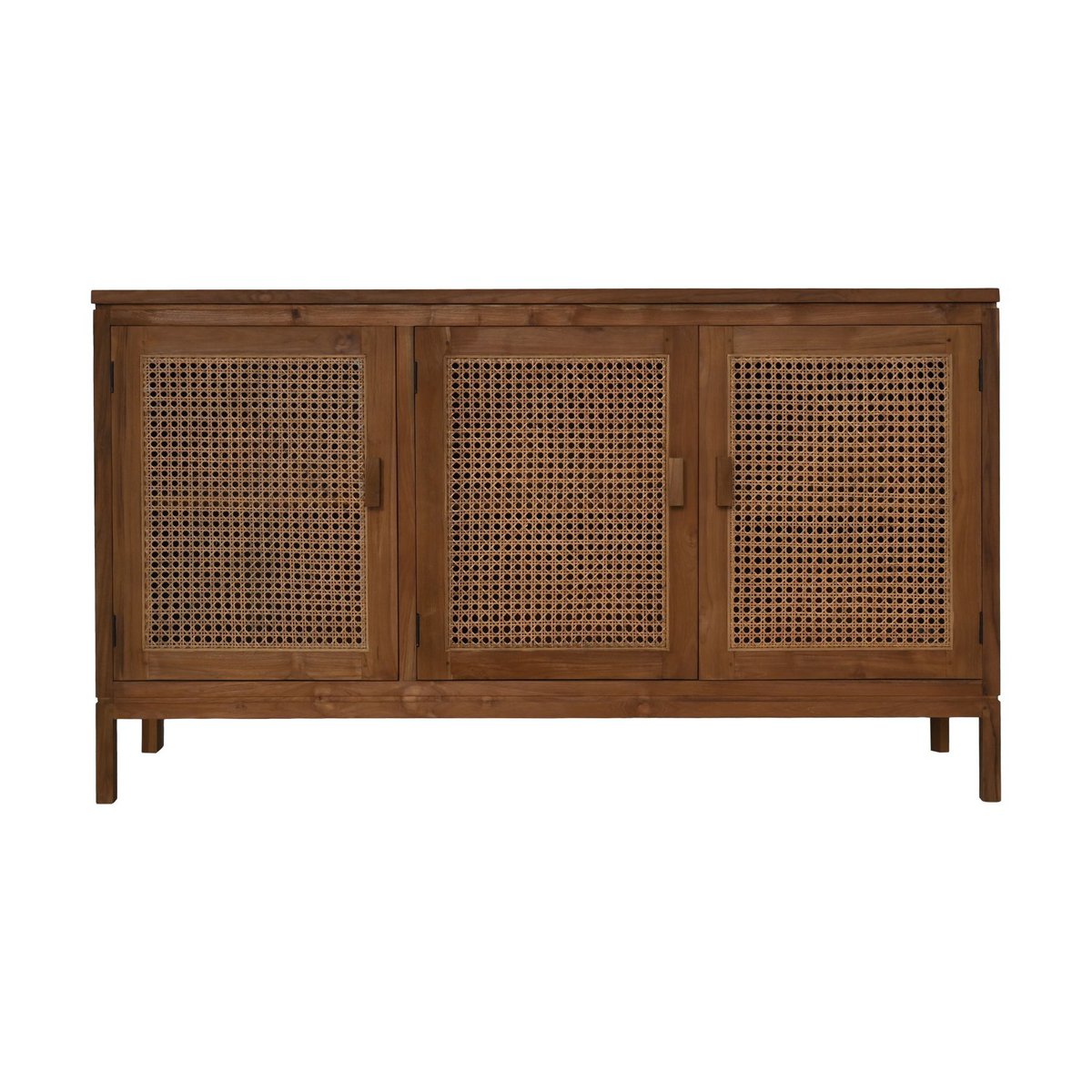 Dressoir 3 deuren 150x42x85 Naturel Teak/rotan