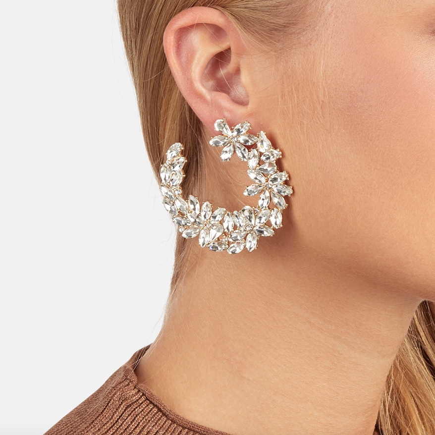 Otazu Crystal Flower Hoops