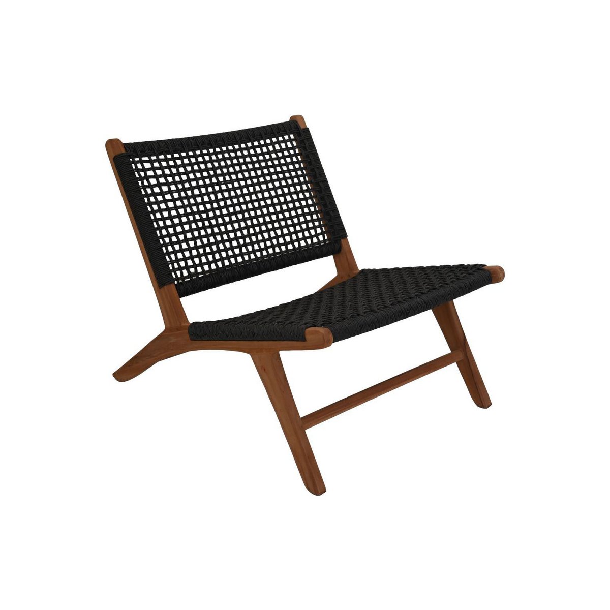 HSM Collection Tuin Lounge Chair Rio KD 66x80x65 Zwart/Natuurlijk Teak/Bananenblad