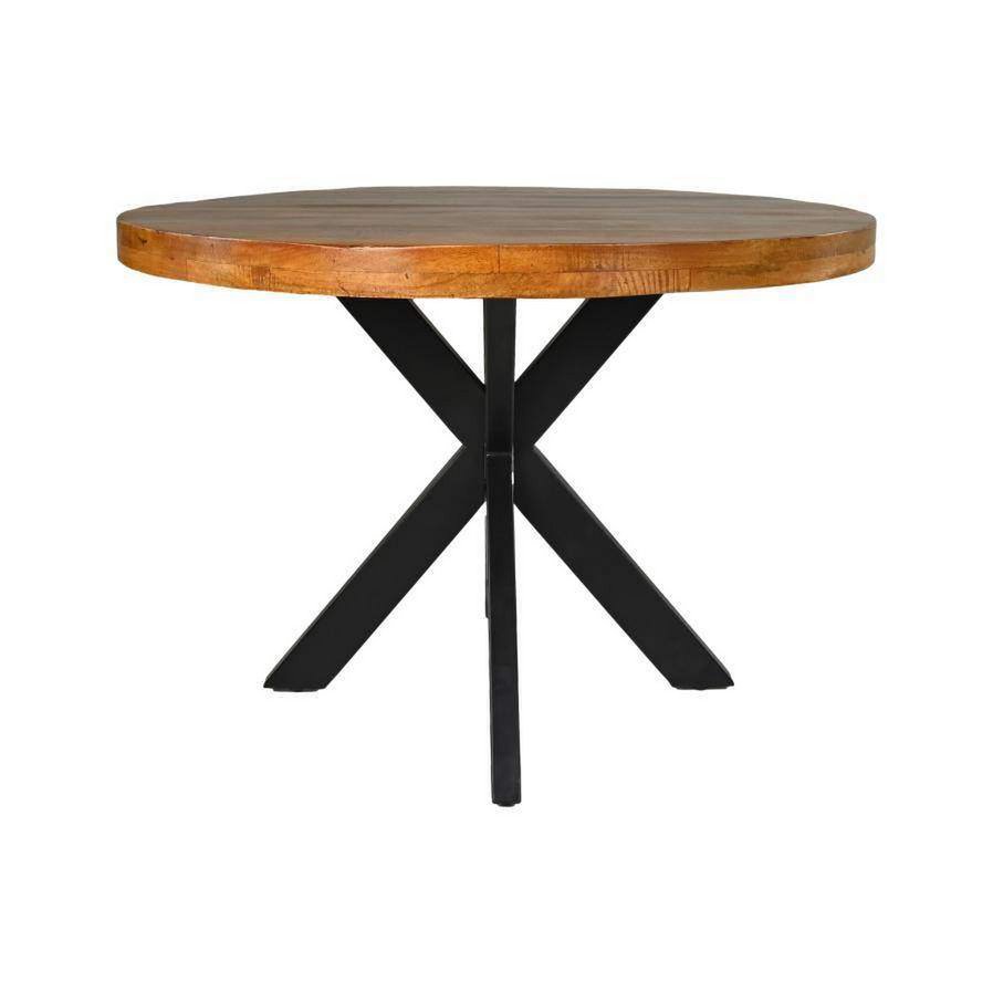 HSM Collection Ronde Eettafel Melbourne 110*110*80-Bruin/Zwart Mango/Metaal