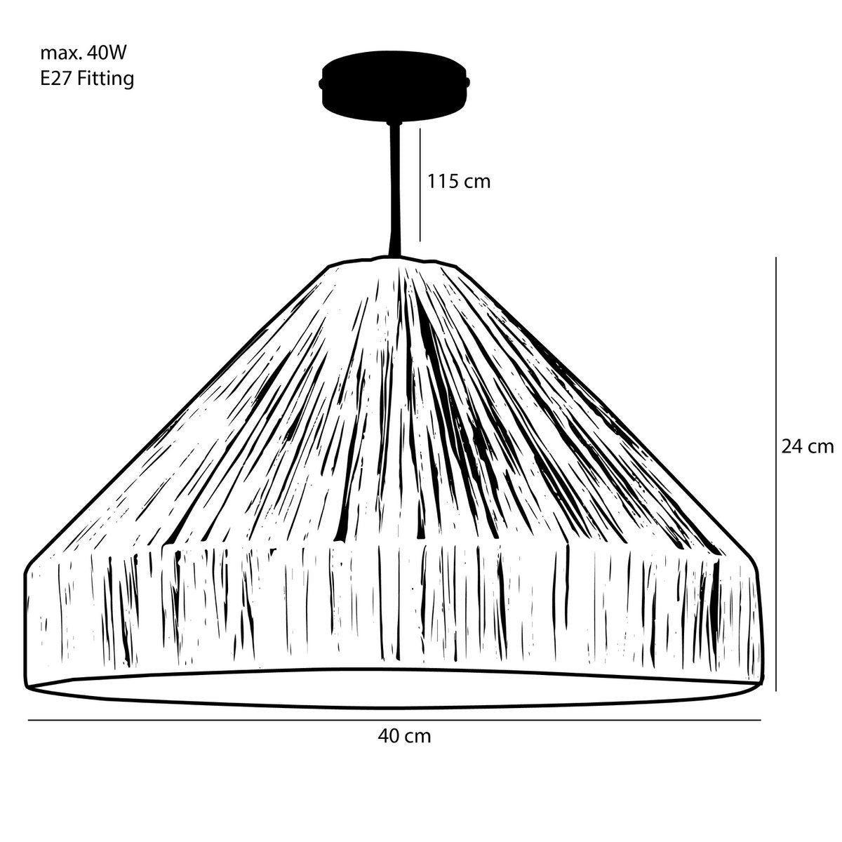 Elisa Hanglamp H24 x Ø40 cm Raffia Lichtbruin