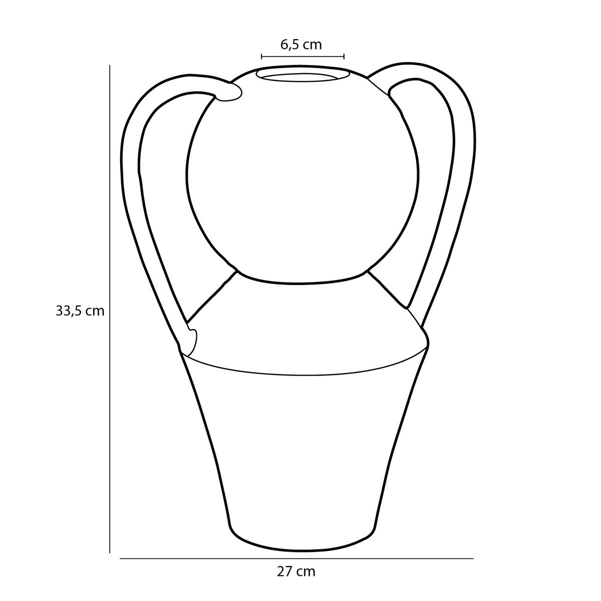 Stratt Vaas L27 x B18 x H34 cm Keramiek Geel, Wit