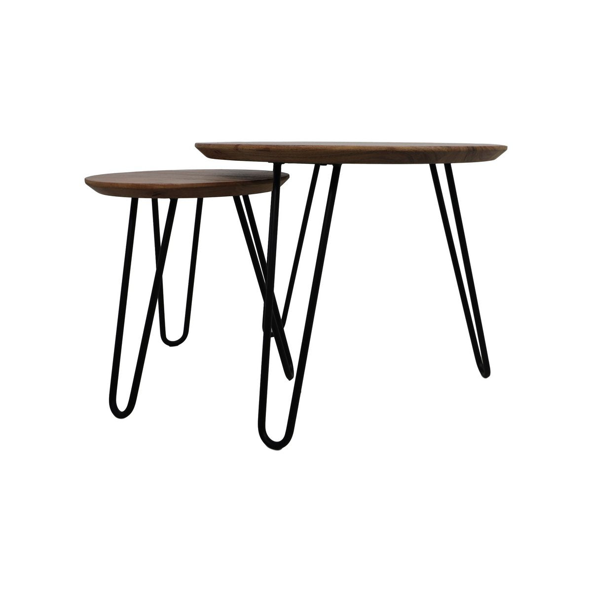 Swiss Edge Ronde Tafel set van 2 ø60 acaciahout/ijzer