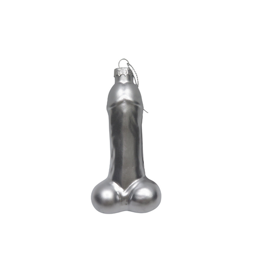 Kersthanger - Penis - Glas - Zilver - 3,5x6x10,5cm