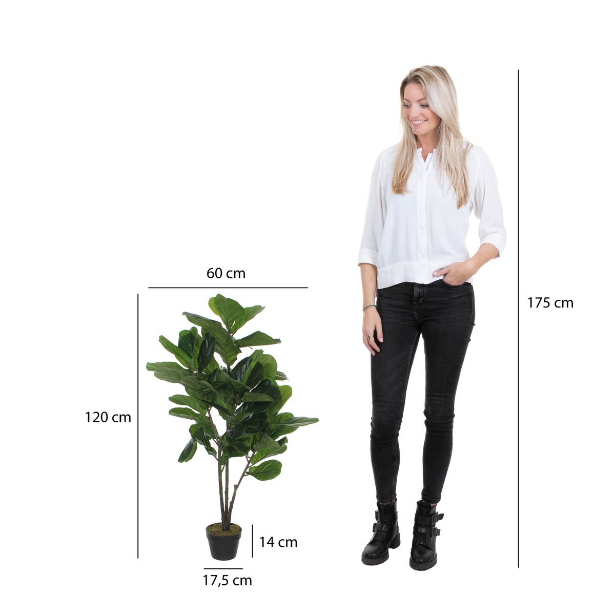 Ficus Lyrata Kunstplant H120 x Ø60 cm Groen