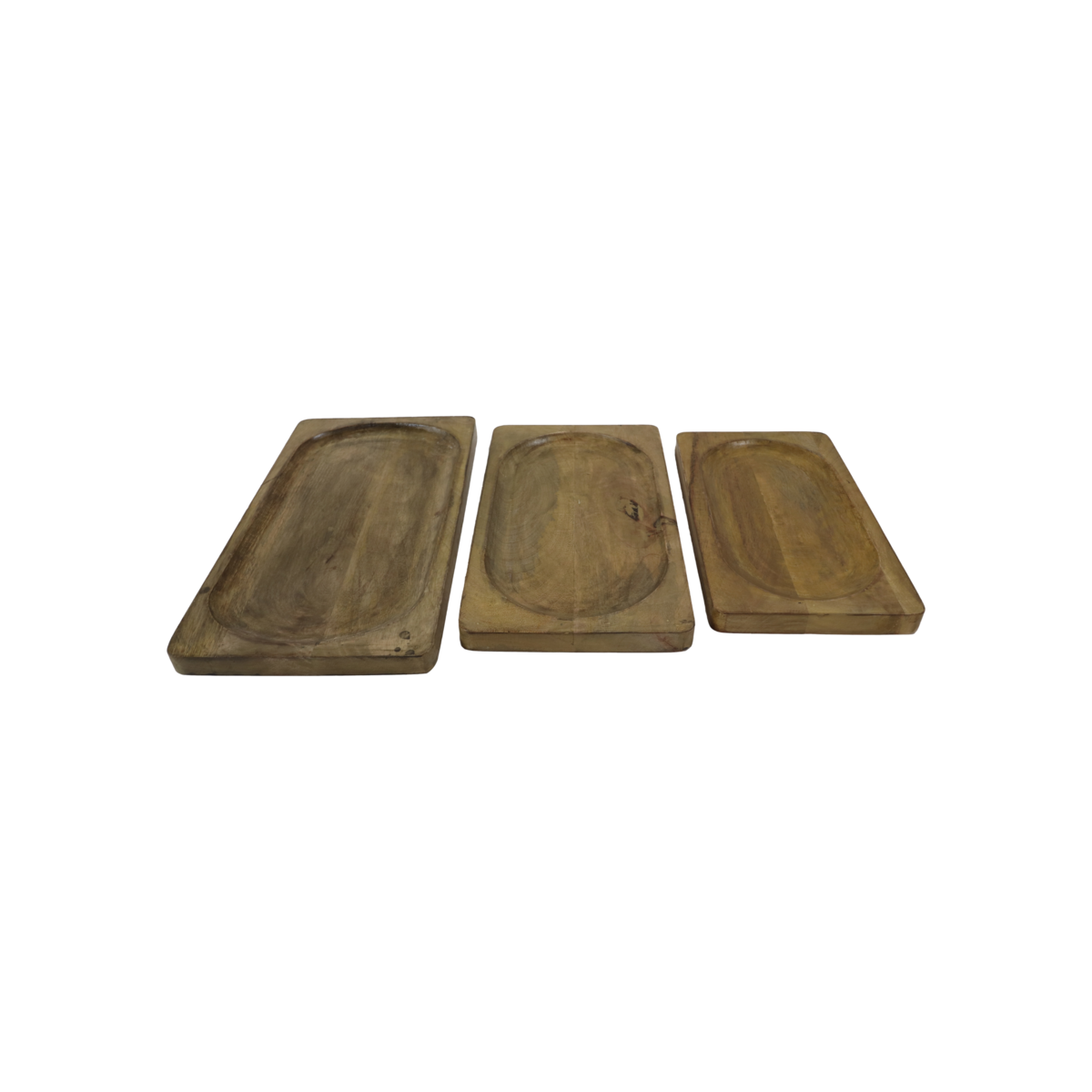 Decoratieve dienbladen 46x26x3 Naturel Mangohout Set van 3