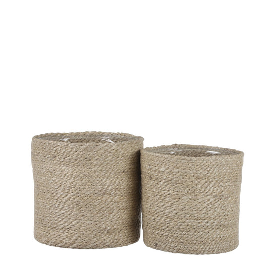 Atlantic Plantenmand Set van 2 H20 x Ø20 cm Jute Crème