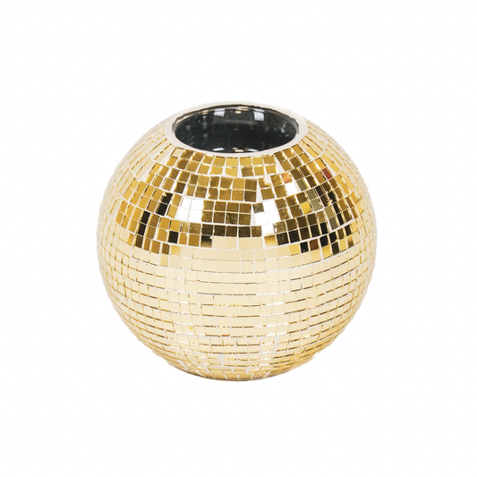 Kaarsenhouder Theelicht Disco Glas Goud 12x10cm