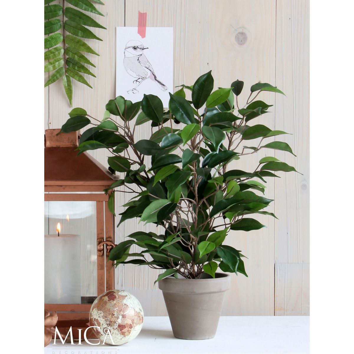 Ficus Natasja Kunstplant in Bloempot Stan H40 x Ø30 cm Groen