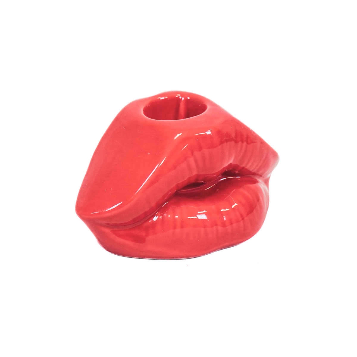 Kaarsenhouder Lip Keramiek Rood 10,5x6,5x5,5cm