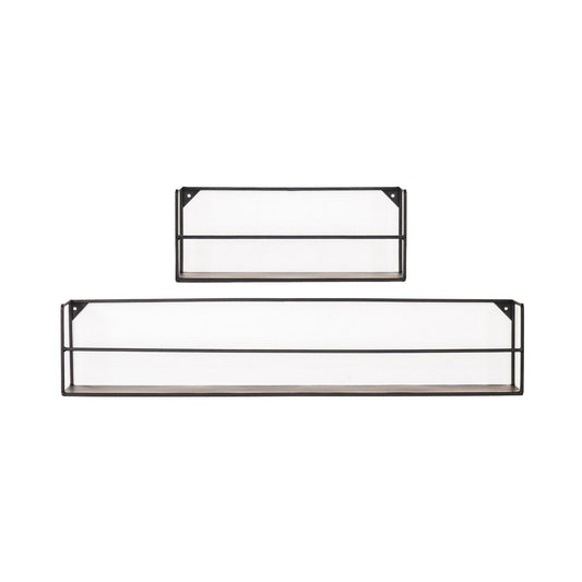 Wandplanken Zwart Metaal 40x14x16/80x14x16cm Set 2