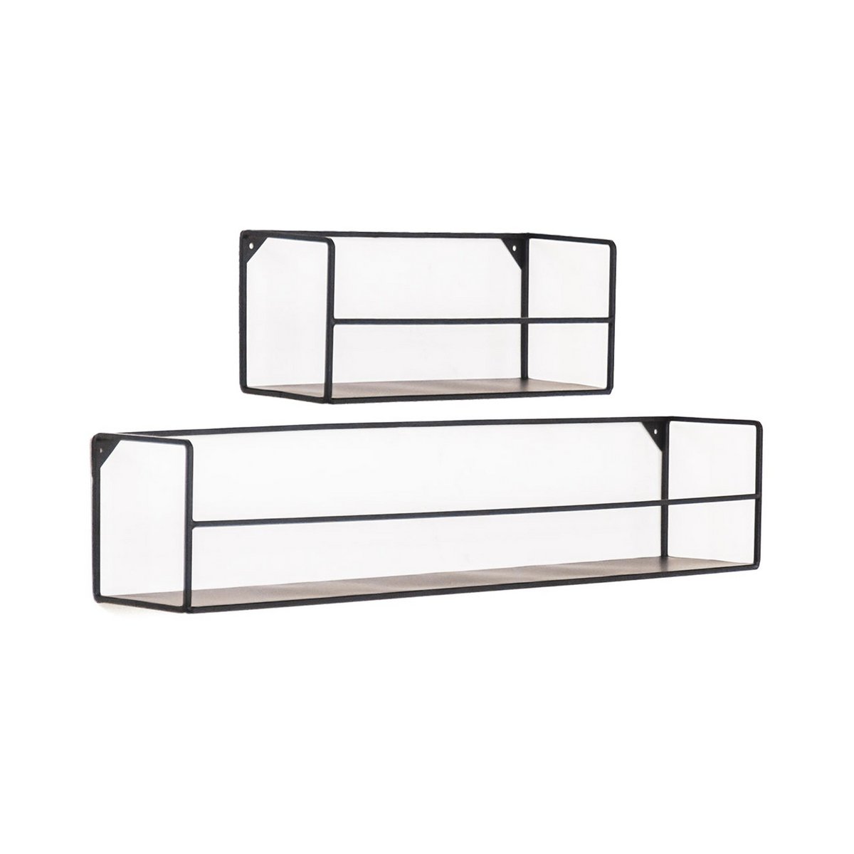 Wandplanken Zwart Metaal 40x14x16/80x14x16cm Set 2