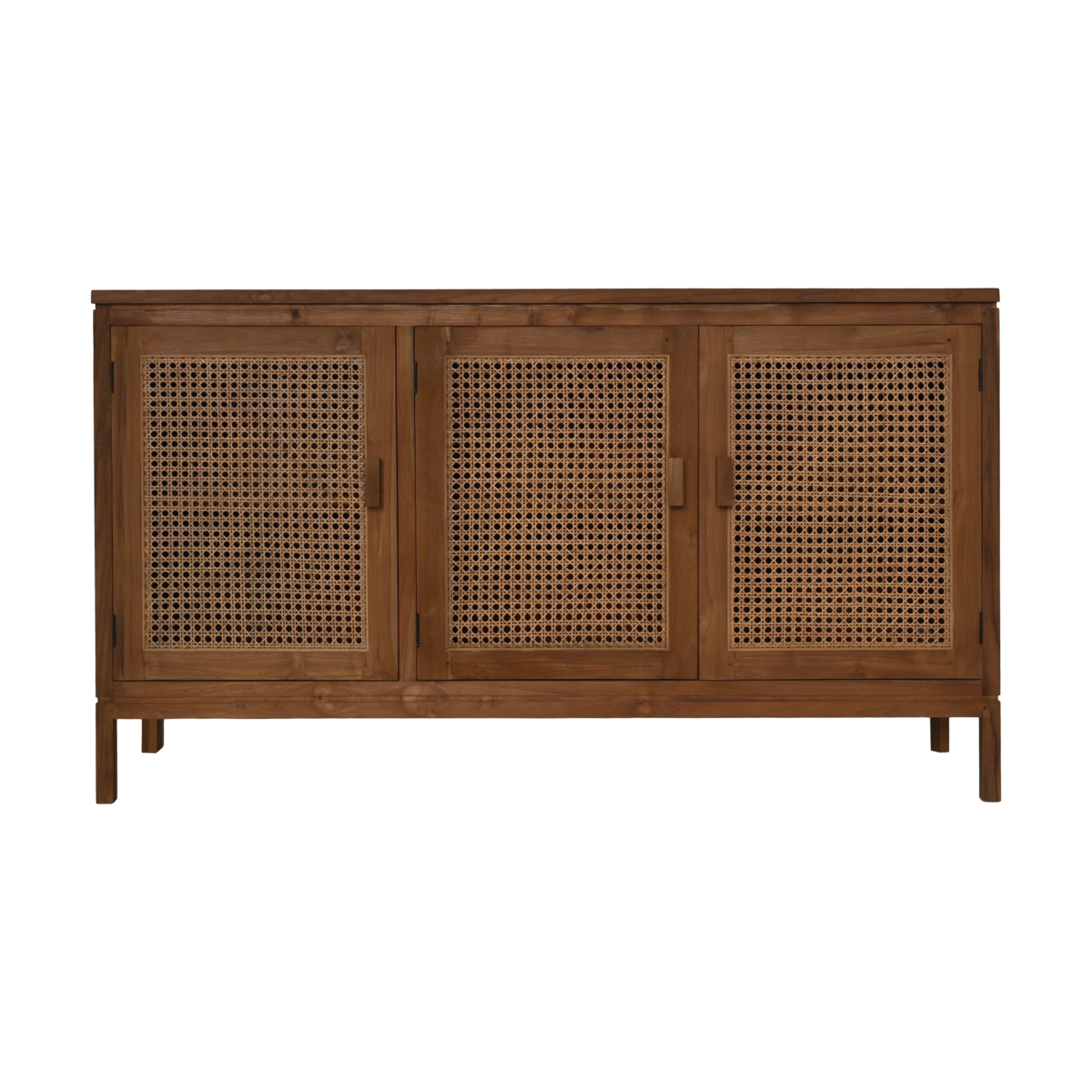 Dressoir 3 deuren 150x42x85 Naturel Teak/rotan