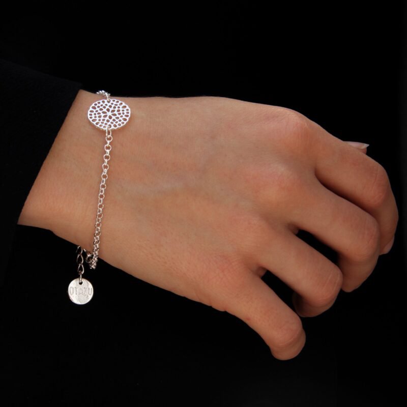 Bloemen Disc Armband Zilver