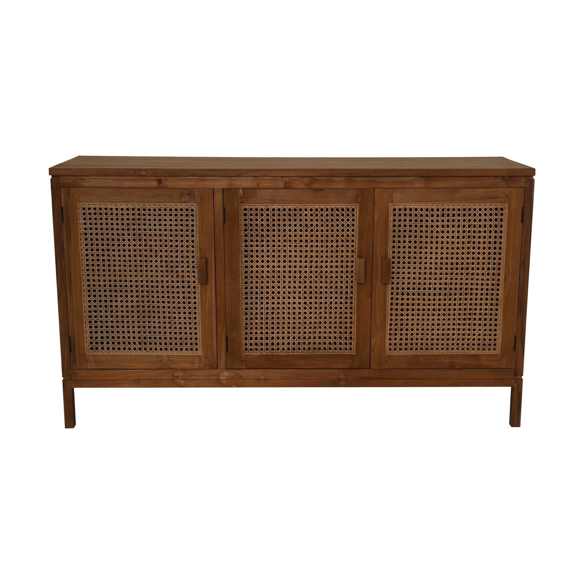 Dressoir 3 deuren 150x42x85 Naturel Teak/rotan