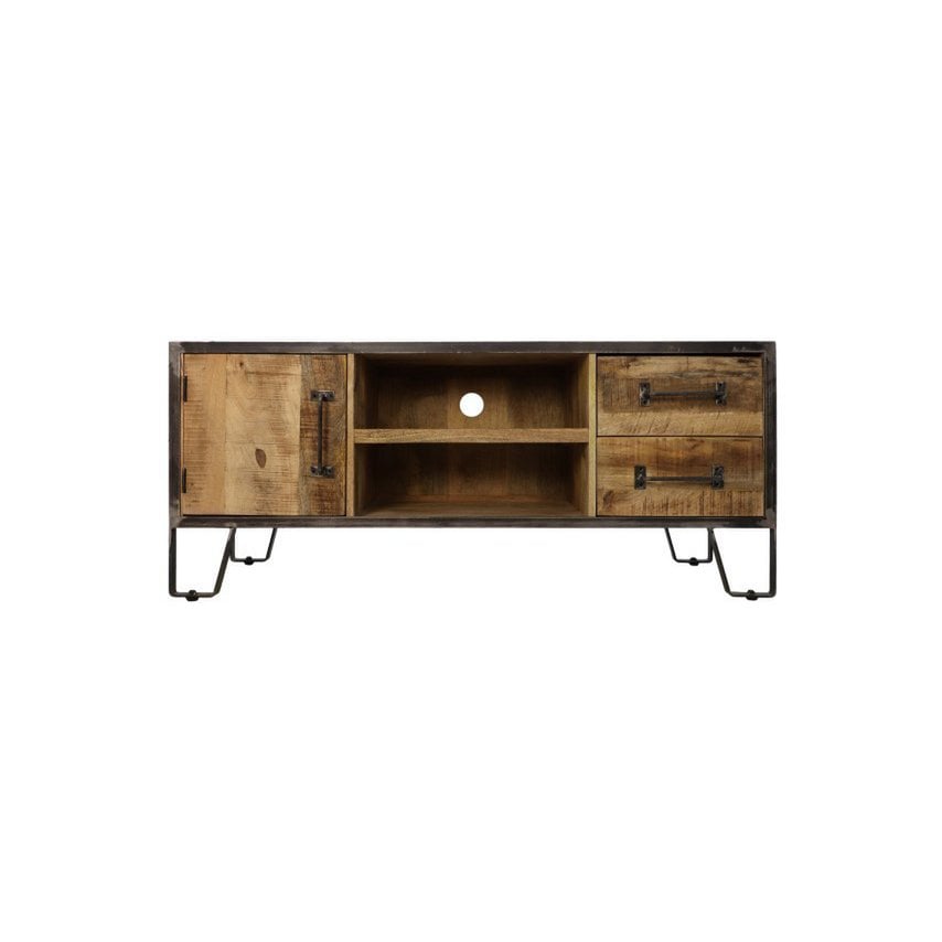 HSM Collection Tv Meubel Hayward 1 Deur 2 La 130x40x55 Naturel/Zwart Mango/Metaal