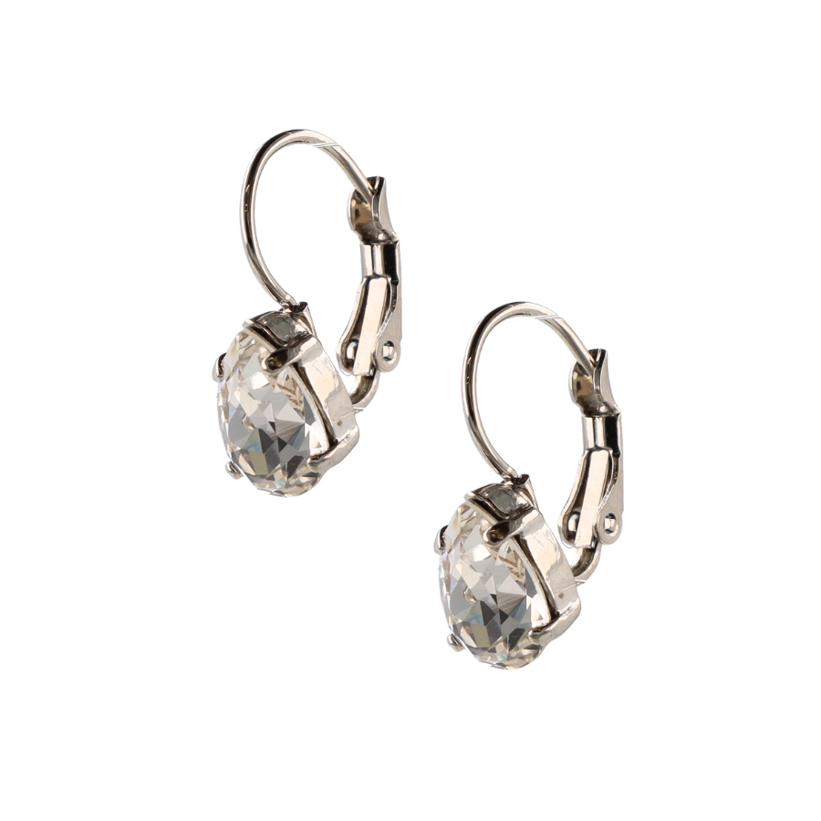 Small Lacrima Crystal Oorhangers - Rhodium