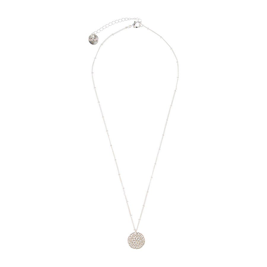 Bloemen Disc Ketting Zilver