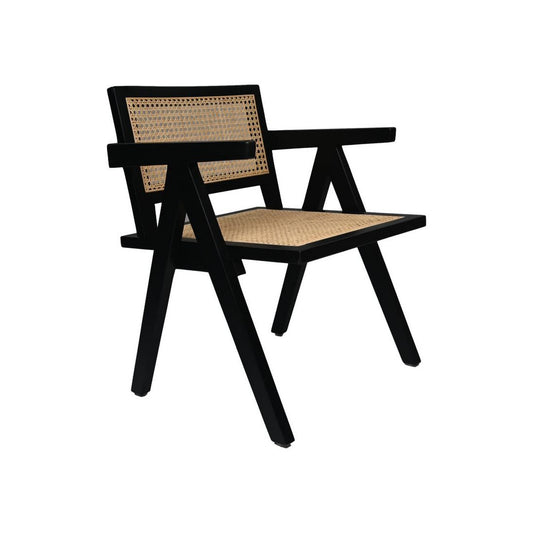 Fauteuil 58x60x79 Zwart/Natuurlijk Mahonie/Rotan