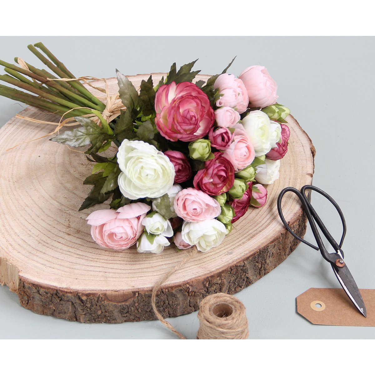 Ranonkels Kunstbloemen Boeket H35 x Ø26 cm Roze