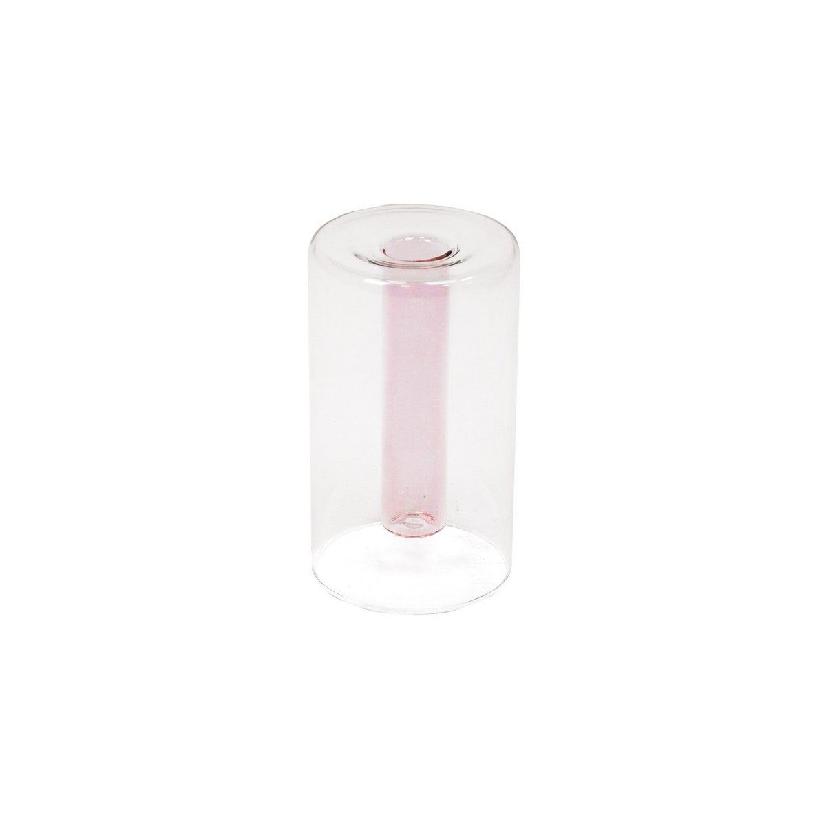 Vaas Buis Glas Roze 8x8x14cm