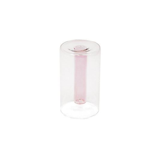 Vaas Buis Glas Roze 8x8x14cm