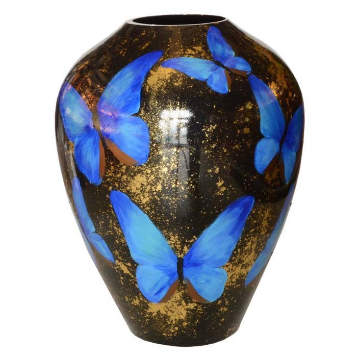 Kander M Vlinder Goud Blauw Ø27,5 x H35 cm