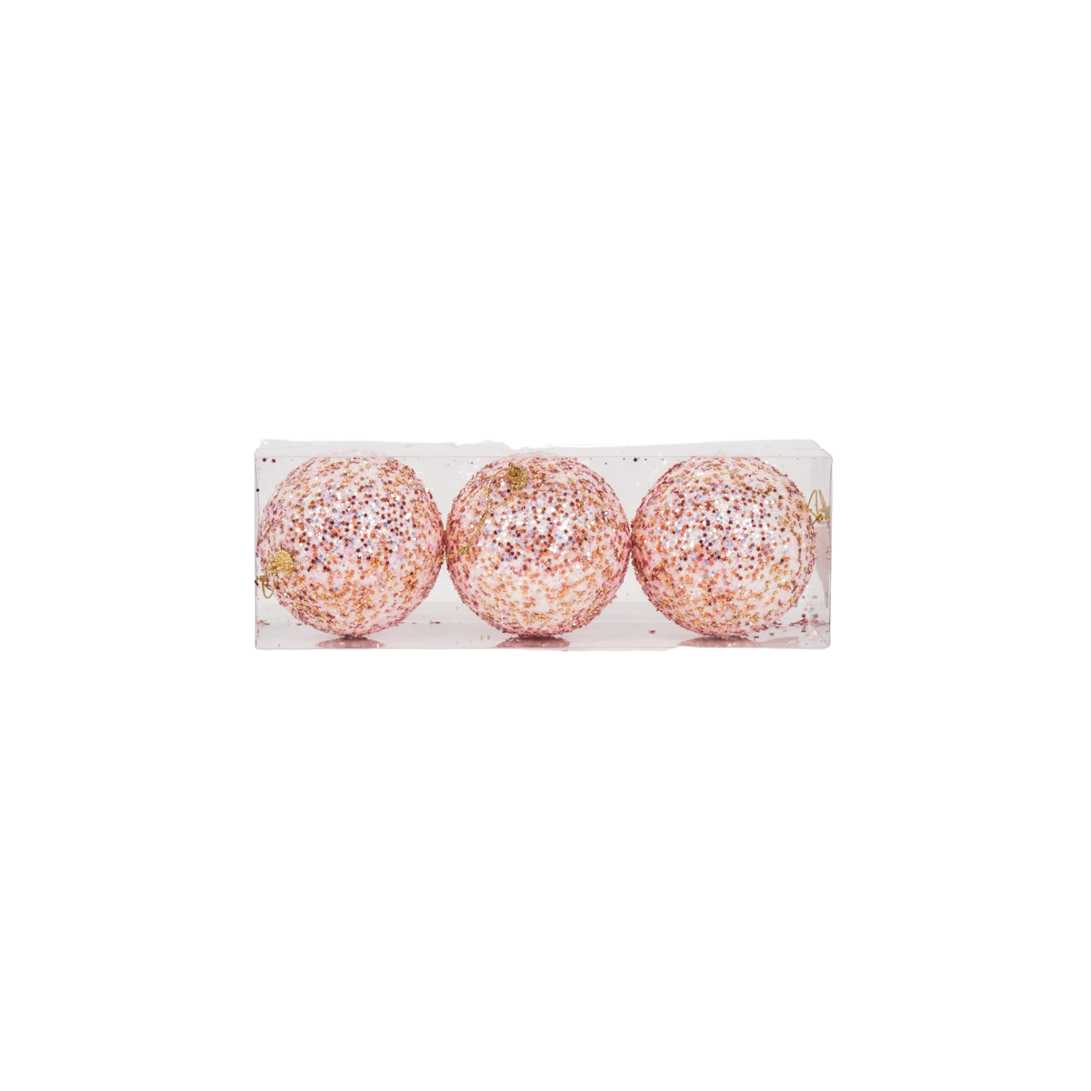 Kersthangers Kerstballen Schuim roze glitter S3 8cm