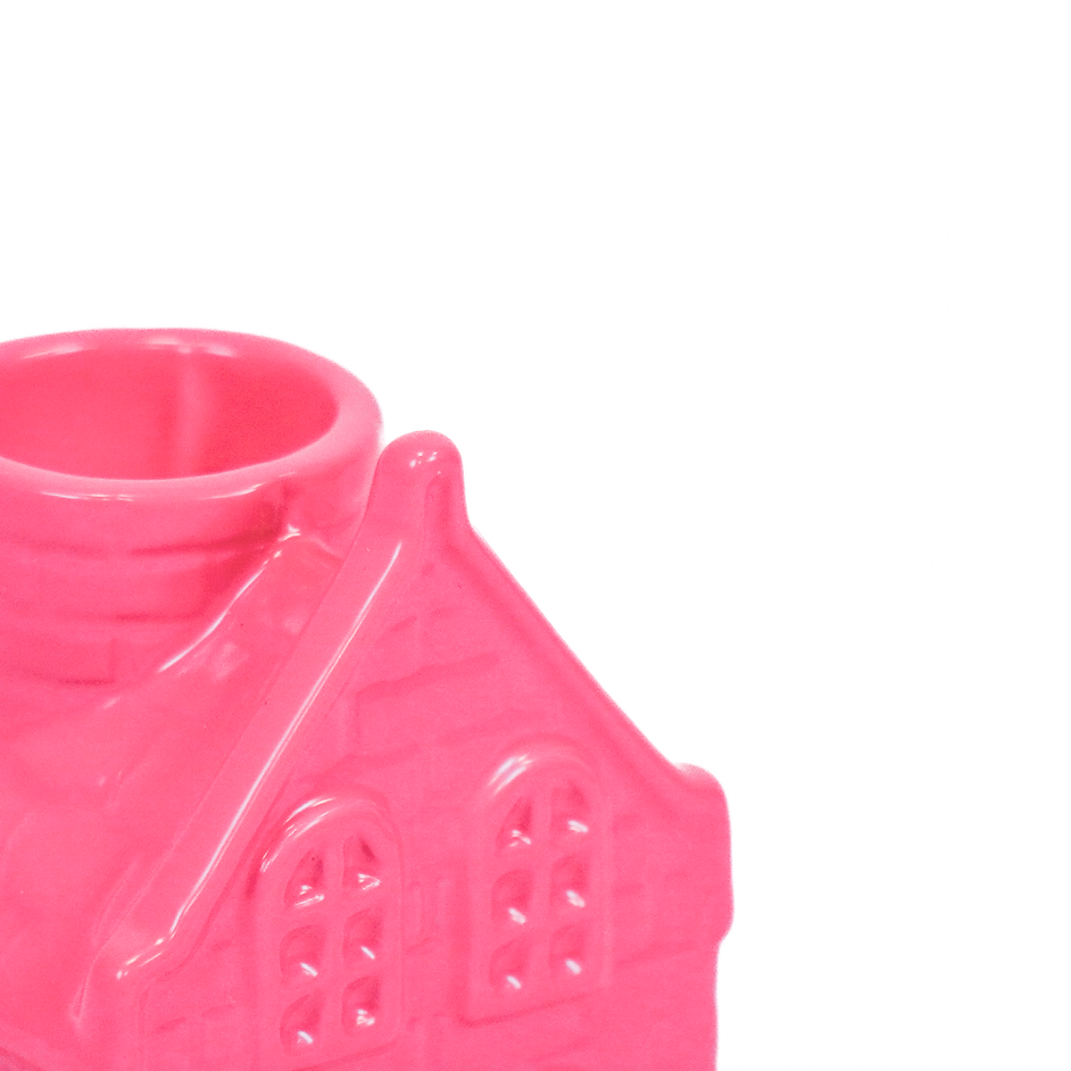 Kaarsenhouder Huis Keramiek Neon Roze 6x5,5x11cm