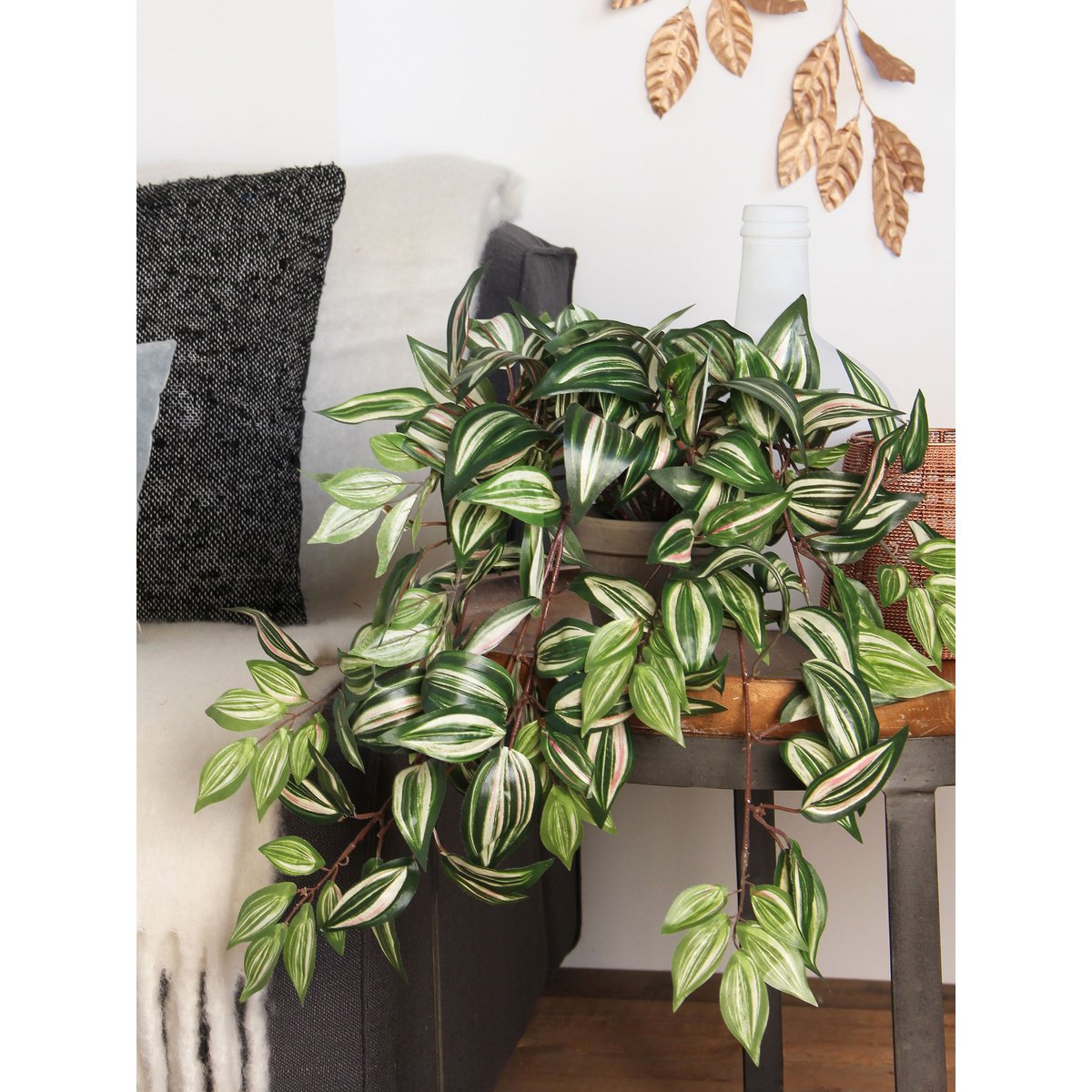 Tradescantia Kunst Hangplant in Bloempot Stan H45 x Ø25 cm Groen