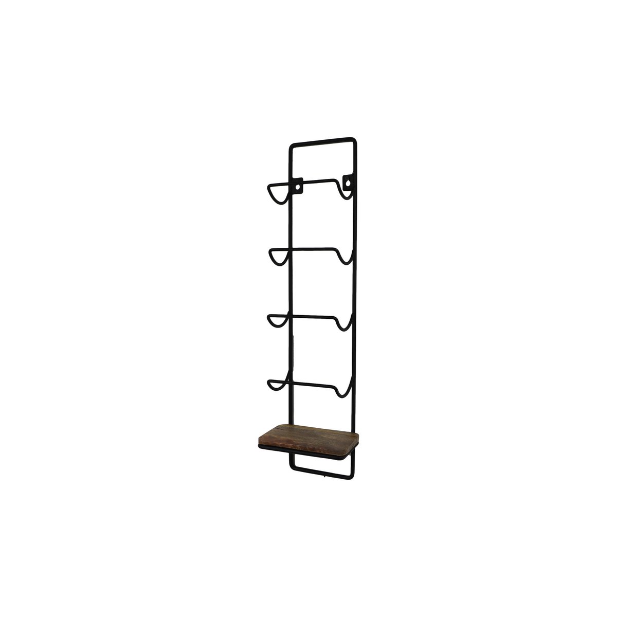 Wijnrek 5 flessen 15x10x70 Naturel/Zwart Mangohout/metaal