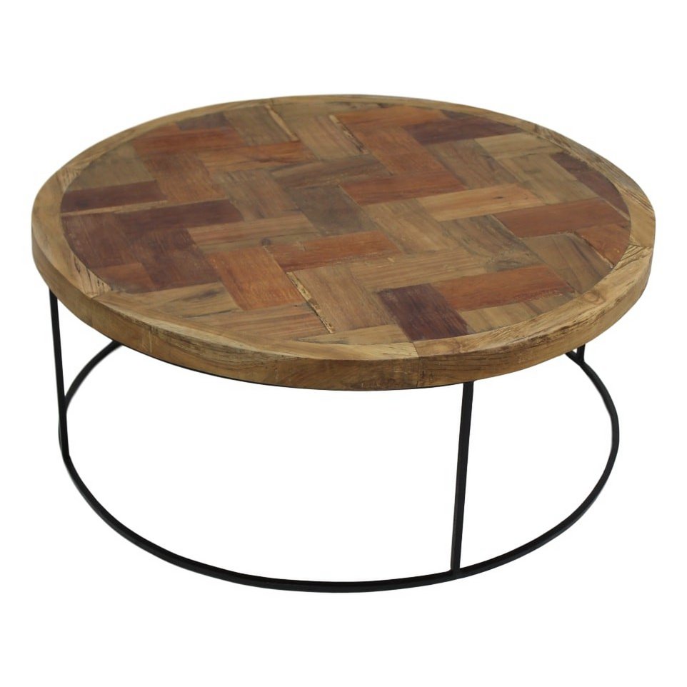 HSM Collection Ronde Salontafel Mozaïek ø80x33 Bruin/Zwart Teak