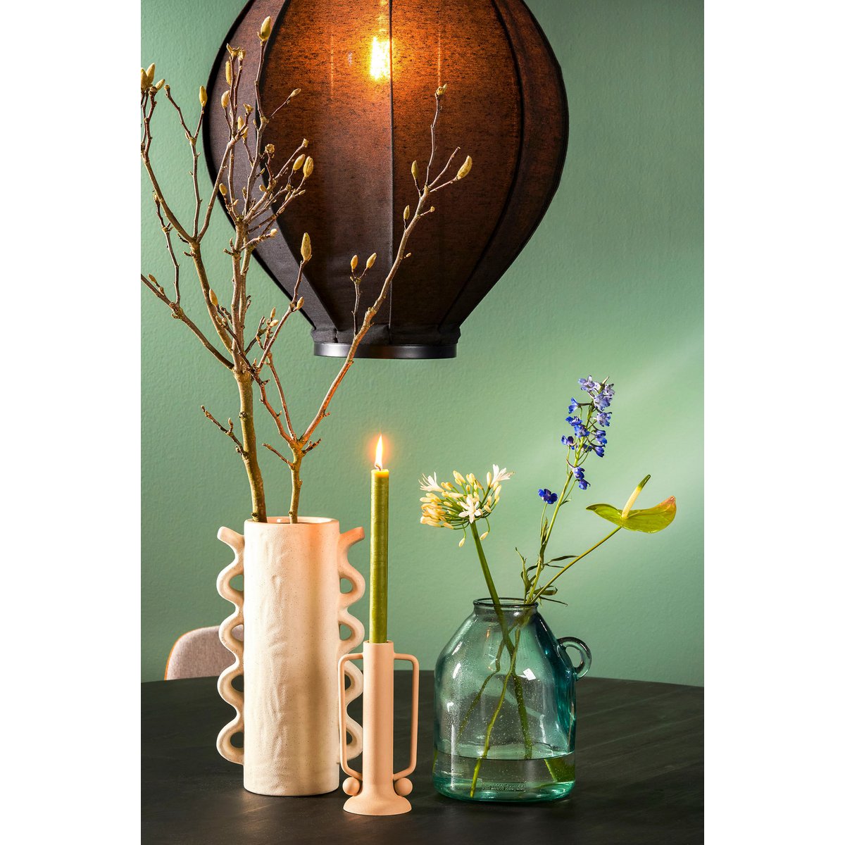 Pego Hanglamp H73 x Ø54 cm Linnen Zwart