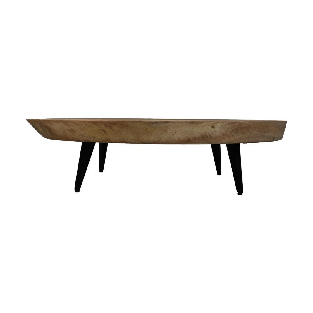 Salontafel ø80x18 Naturel/zwart Munggur/metaal