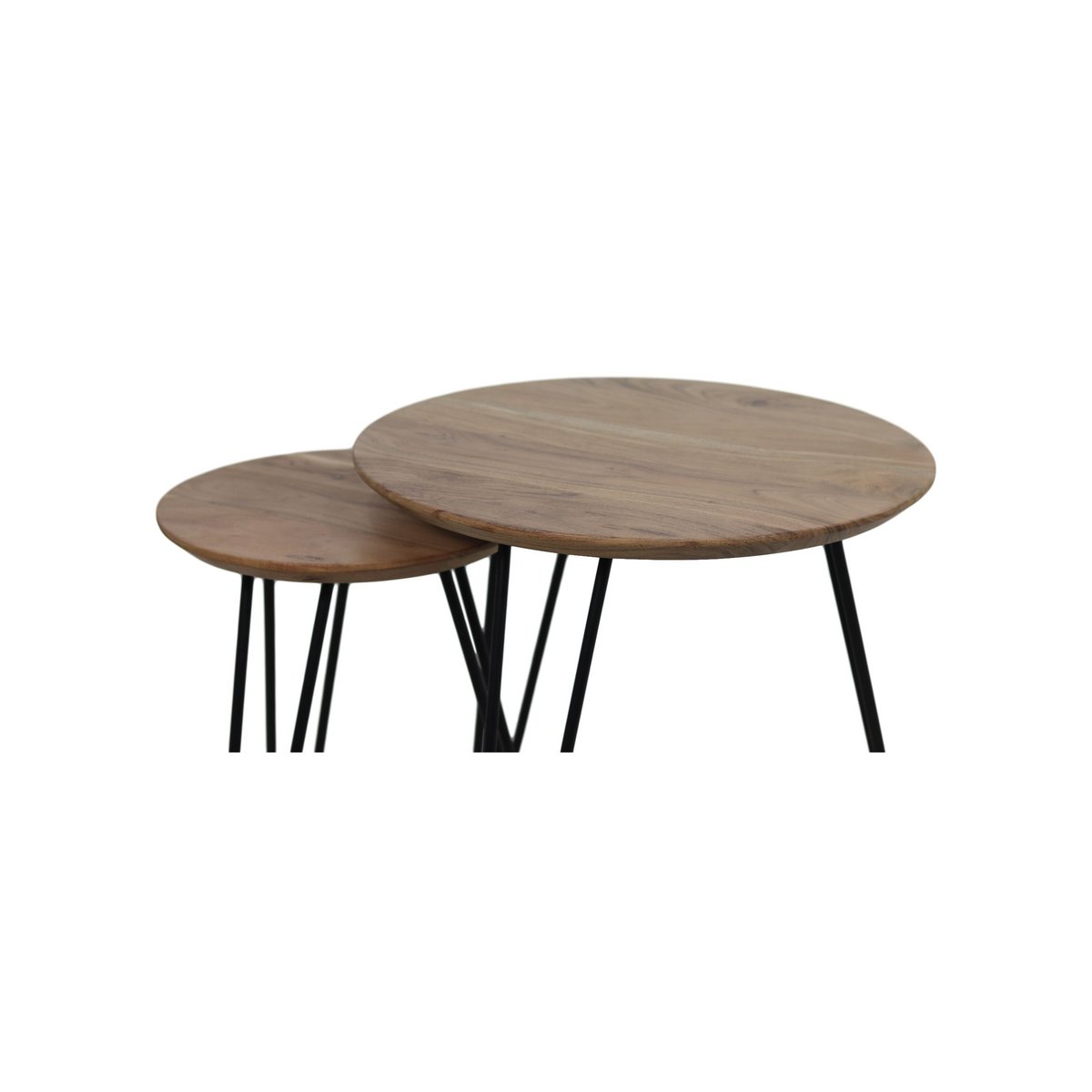 Swiss Edge Ronde Tafel set van 2 ø60 acaciahout/ijzer