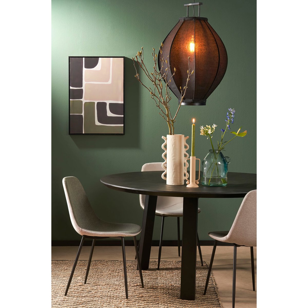 Pego Hanglamp H73 x Ø54 cm Linnen Zwart