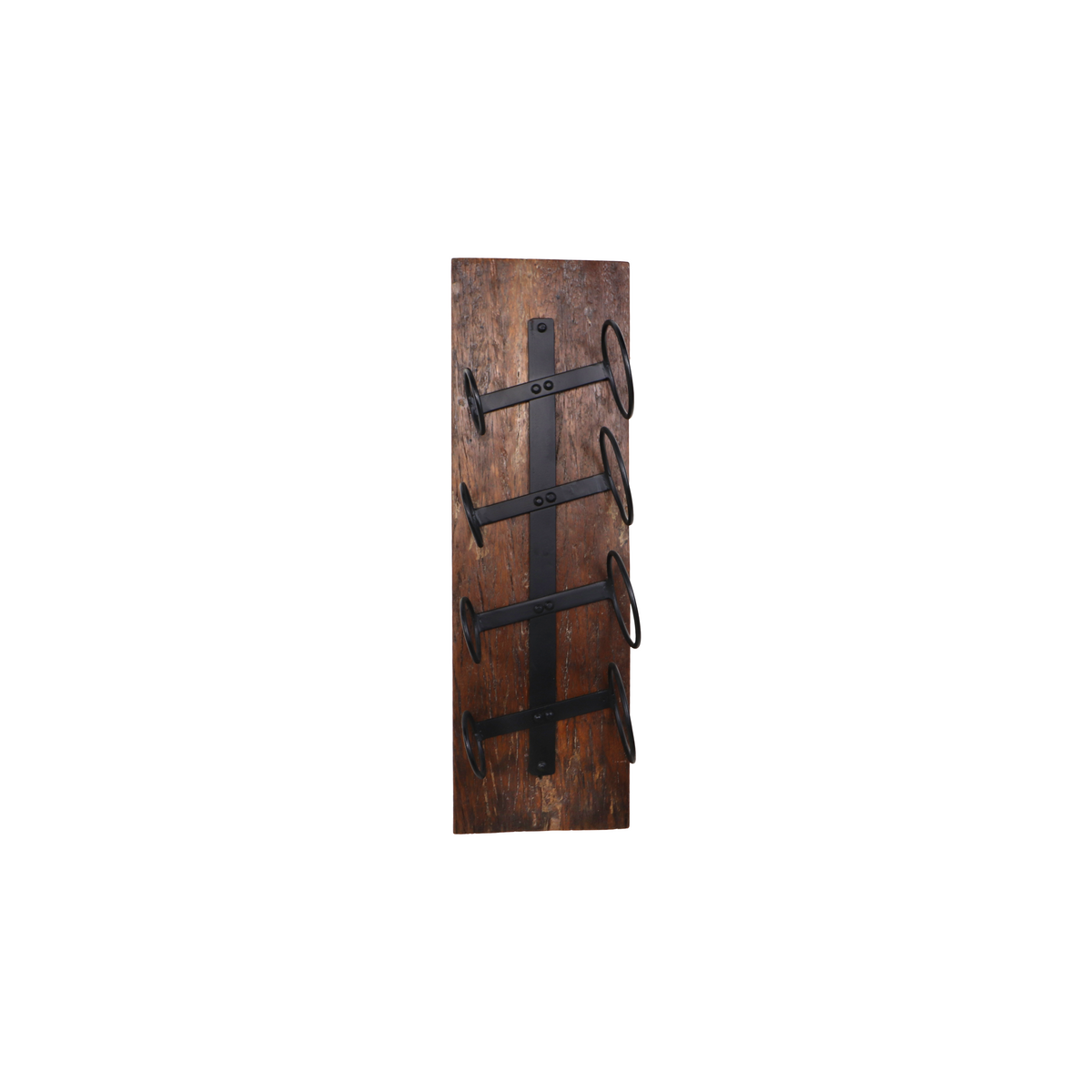 Wijnrek 4 flessen 20x14x65 Bruin/Zwart Oud Hout/Metaal