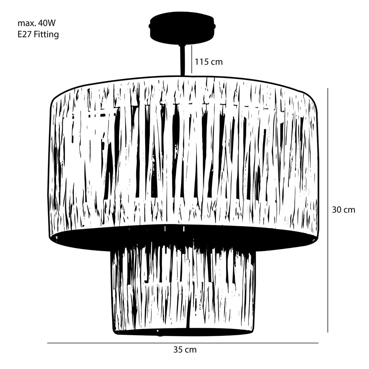 Elisa Hanglamp H30 x Ø35 cm Raffia Lichtbruin