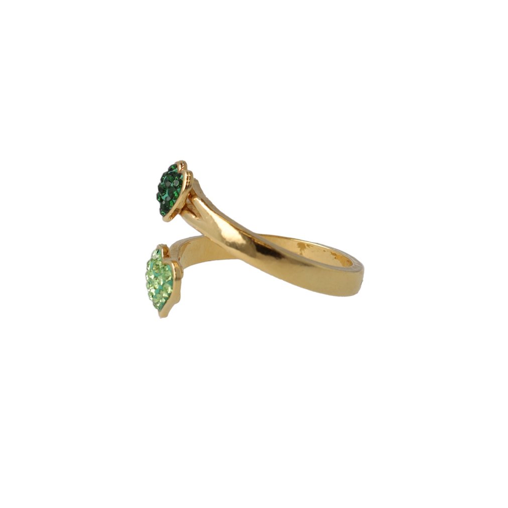 Twin Hearts Ring Green