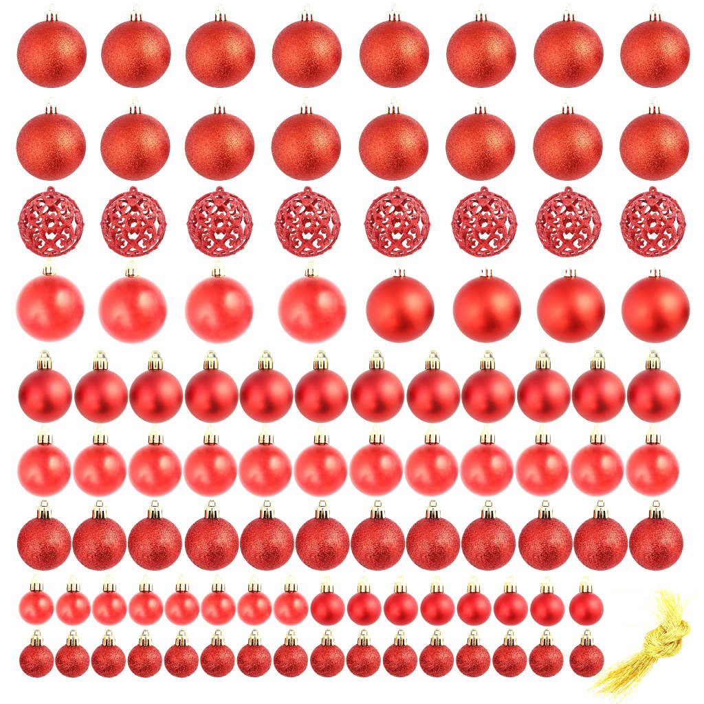 100 Delige Kerstballen Set 3/4/6 CM Rood