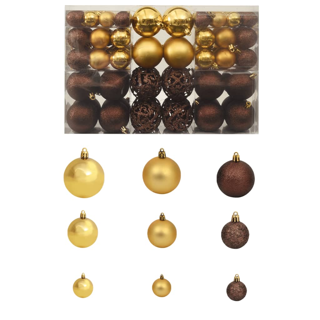 100 Delige Kerstballen set 3/4/6 CM Bruin/Bronskleur/Goudkleurig