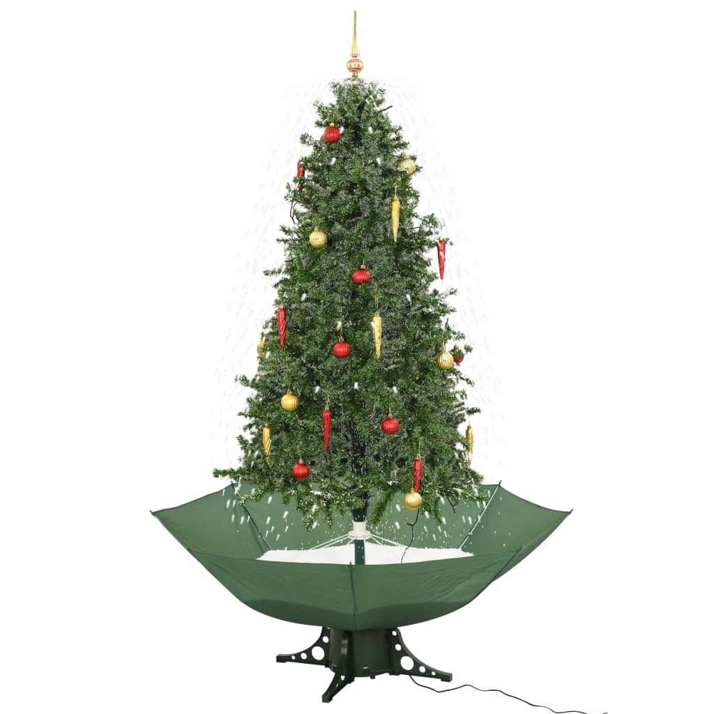 Kerstboom sneeuwend met paraplubasis 190 cm groen