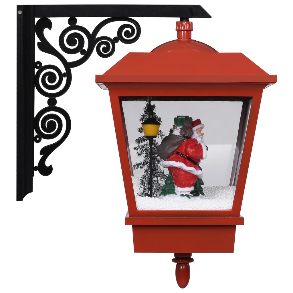 Kerstwandlamp met LED-lampjes en kerstman 40x27x45 cm rood