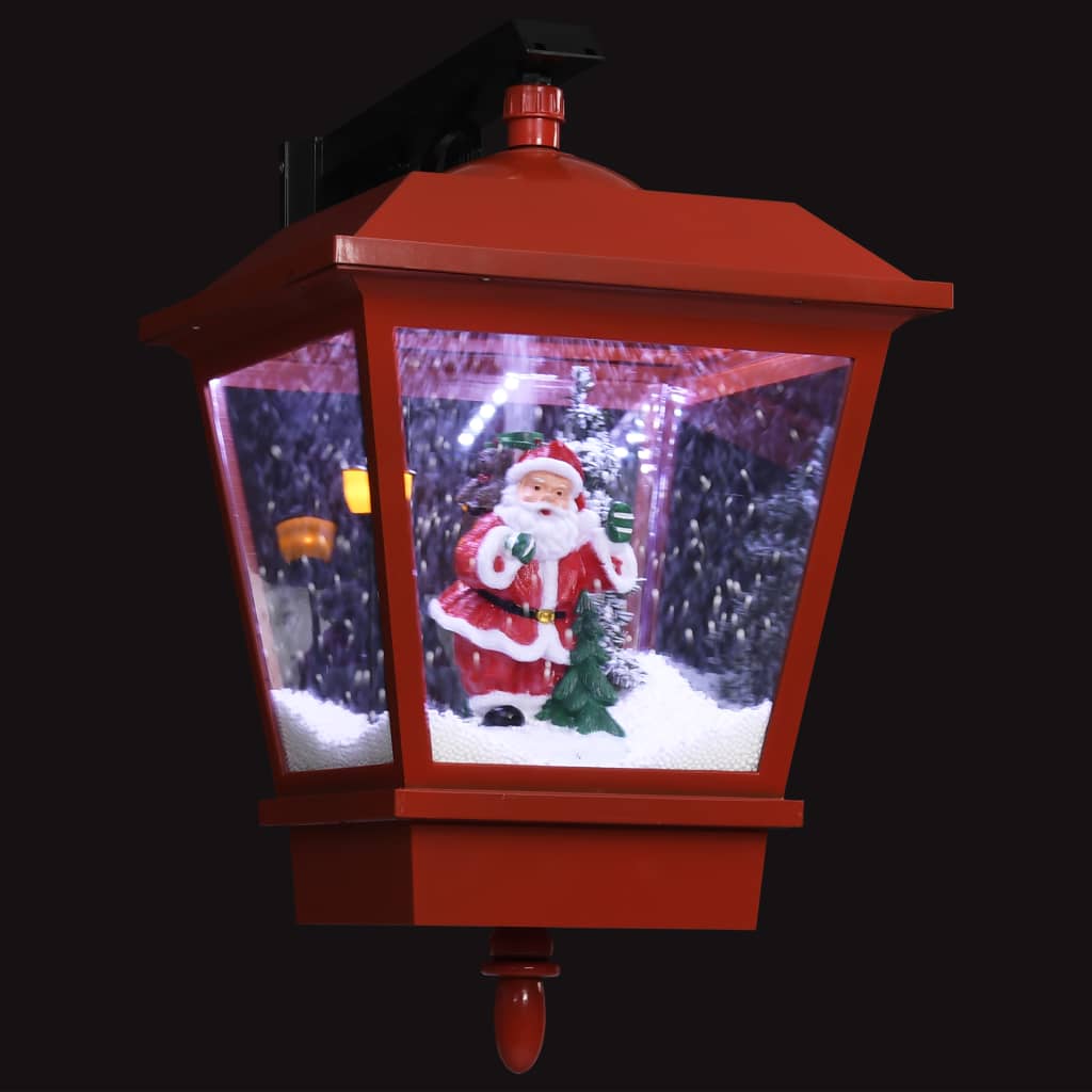 Kerstwandlamp met LED-lampjes en kerstman 40x27x45 cm rood