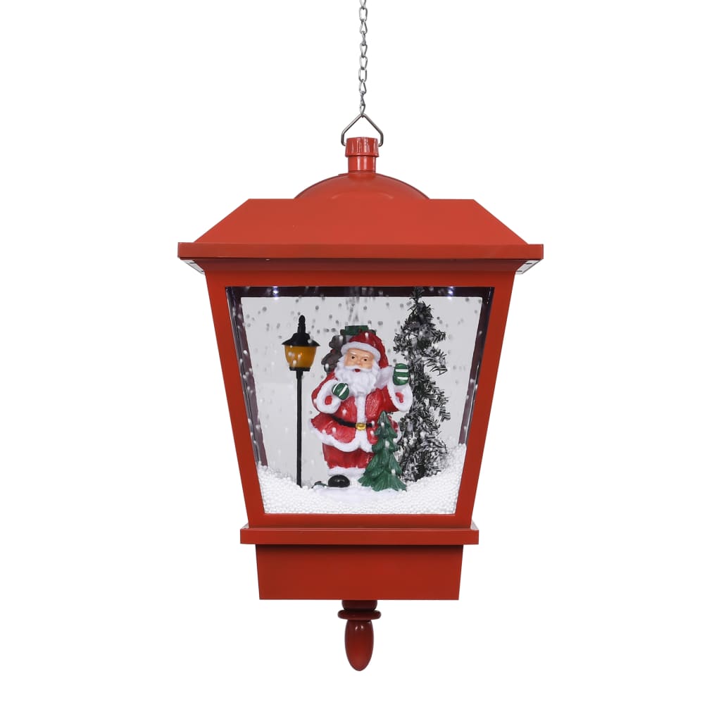 Kersthanglamp met LED-lamp en kerstman 27x27x45 cm rood