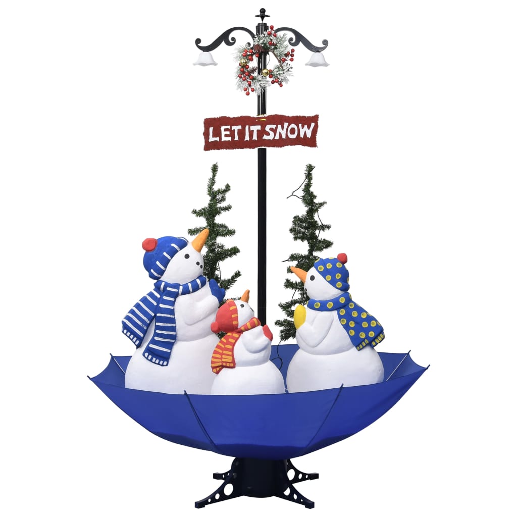 Kerstboom sneeuwend met paraplubasis 170 cm PVC blauw