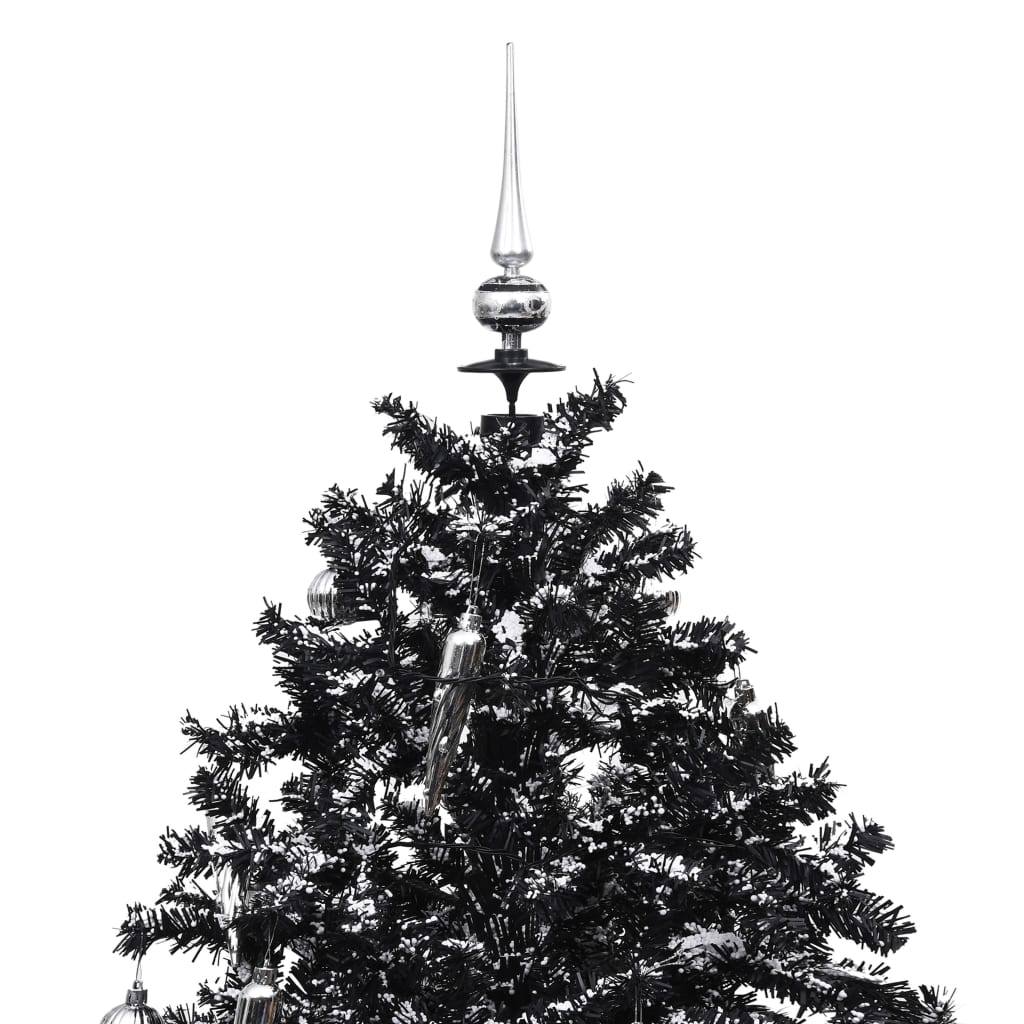 Kerstboom sneeuwend met paraplubasis 190 cm PVC zwart