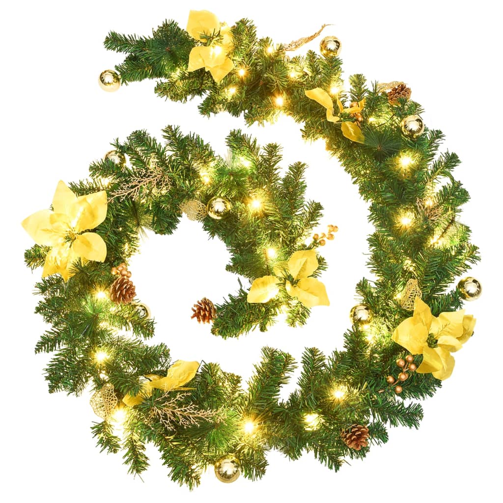 Kerstslinger met LED-lampjes 2,7 m PVC groen