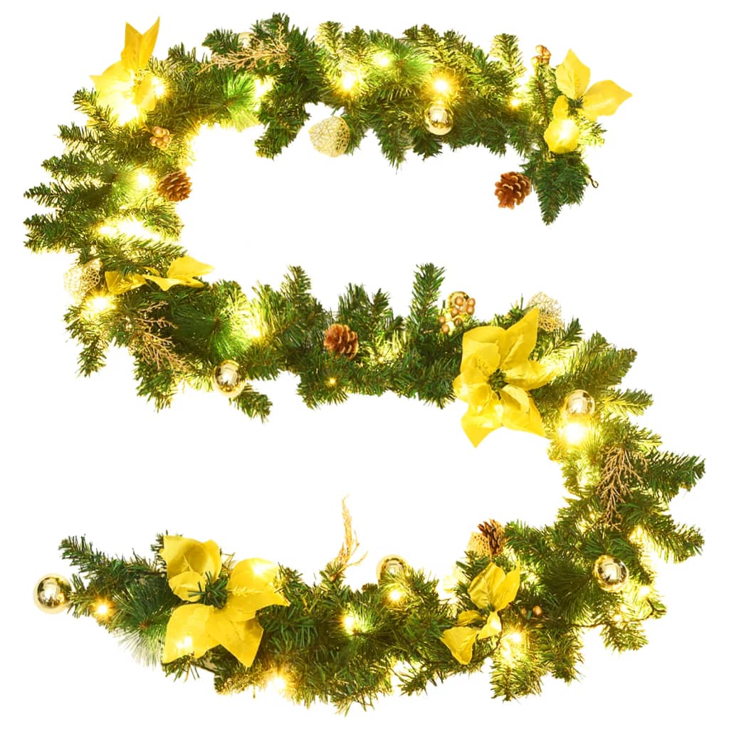 Kerstslinger met LED-lampjes 2,7 m PVC groen