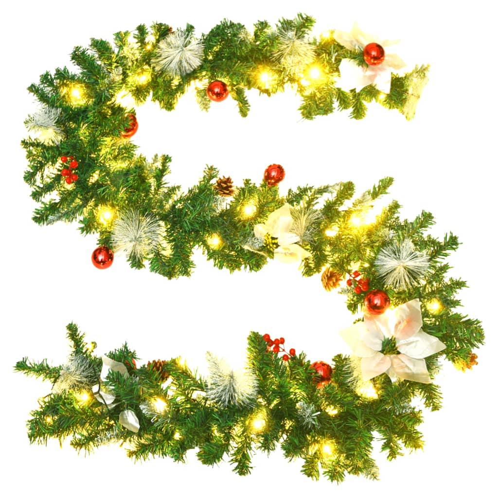 Kerstslinger met LED-lampjes 2,7 m PVC groen